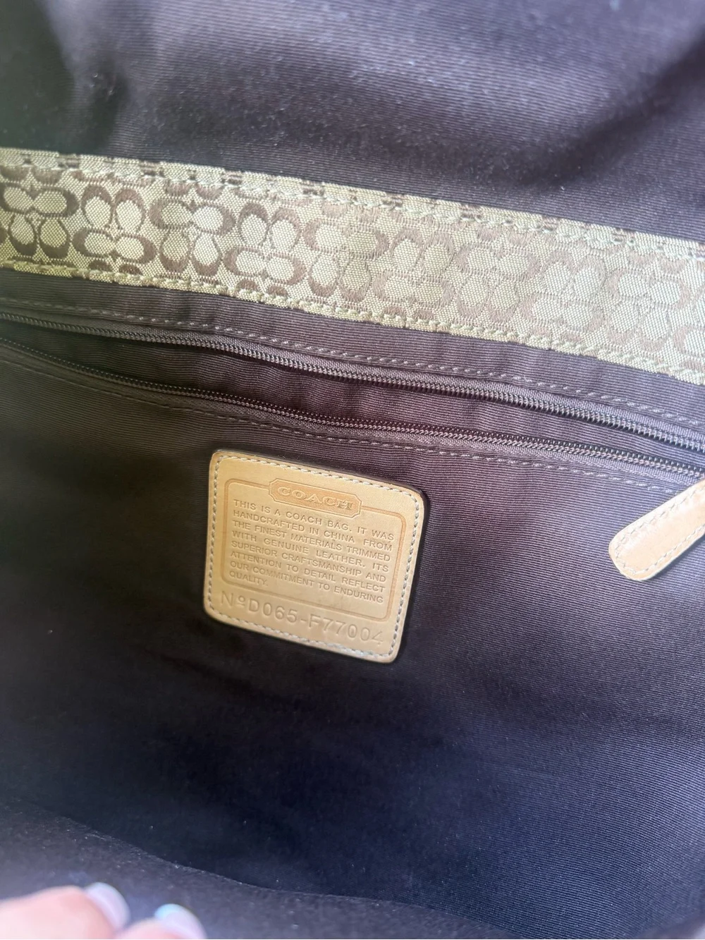 Coach Brown Signature Canvas Messenger with Tan Leather Stripe